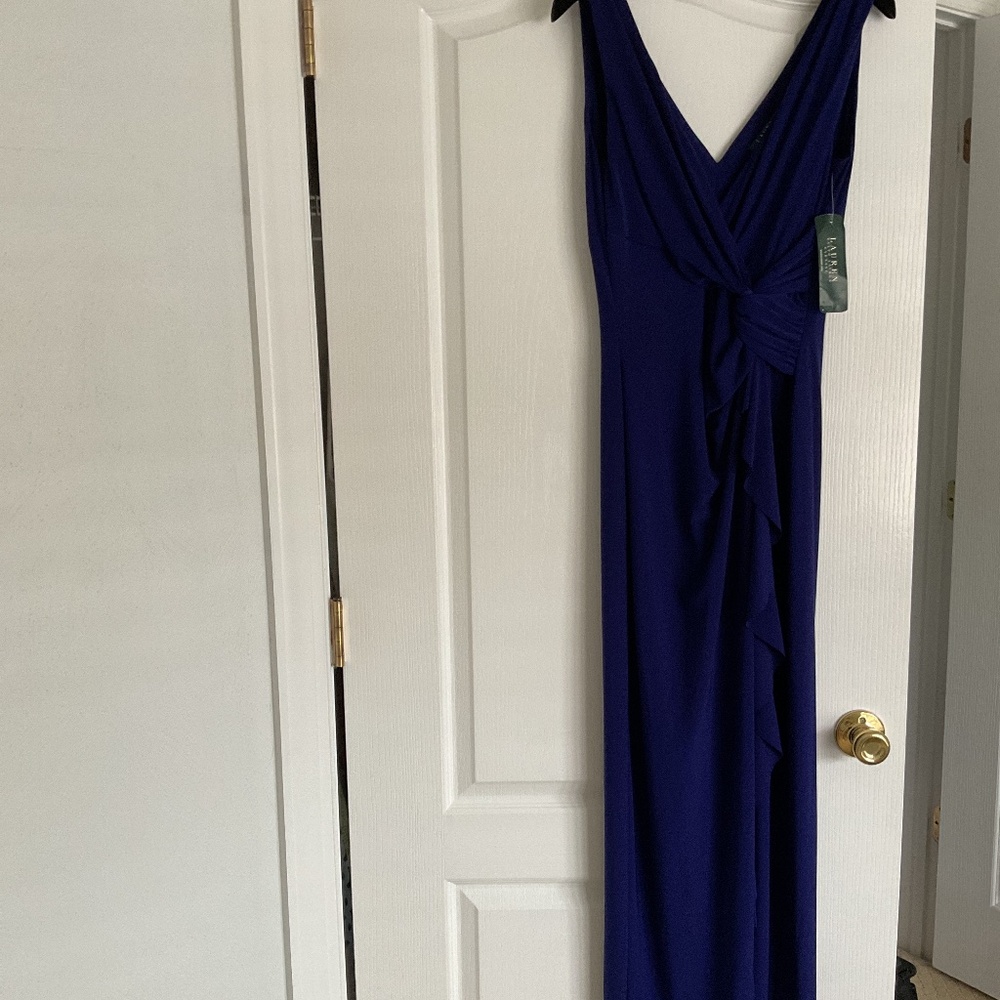 NWT Ralph Lauren Evening Gown in Deep Cobalt Blue Size 10